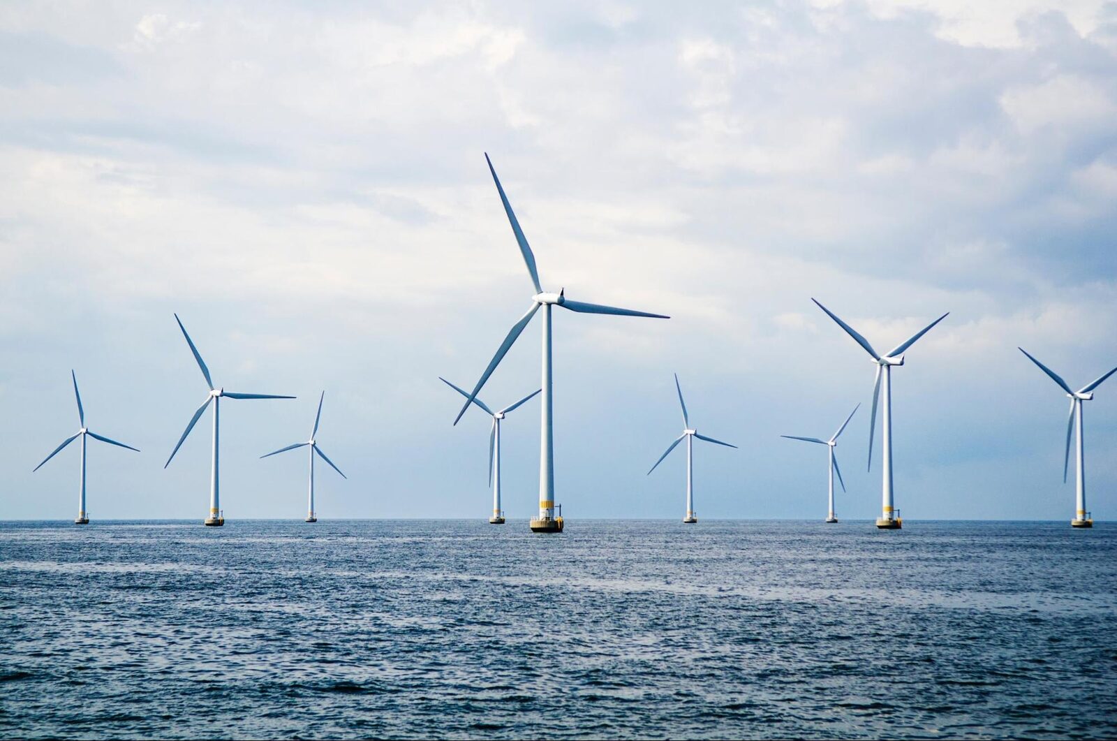 Offshore wind turbines at sea